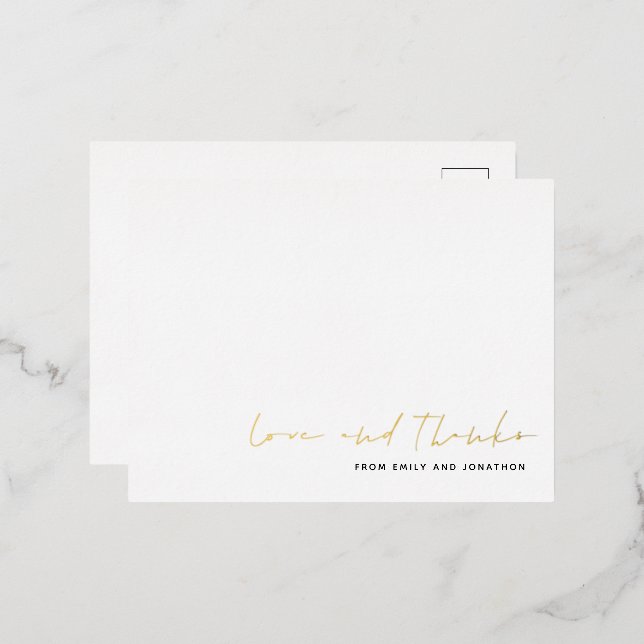 Script Name Wedding Liebe dank Real Foil Postcard Folie Einladungspostkarte (Vorderseite/Rückseite)