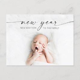 Script New Year New Baby Birence Announcement Foto Postkarte