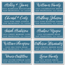 Script Ocean Blue Wedding Guest Address Labels