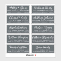 Script Off-Black Wedding Guest Address Labels