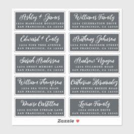 Script Off-Black Wedding Guest Address Labels
