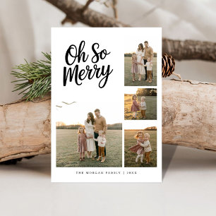 Script Oh So frohe Familie 4 Foto Weihnachtskarte Feiertagskarte