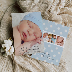 Script Overlay Blue Baby Boy Multi Foto Birth Ankündigung