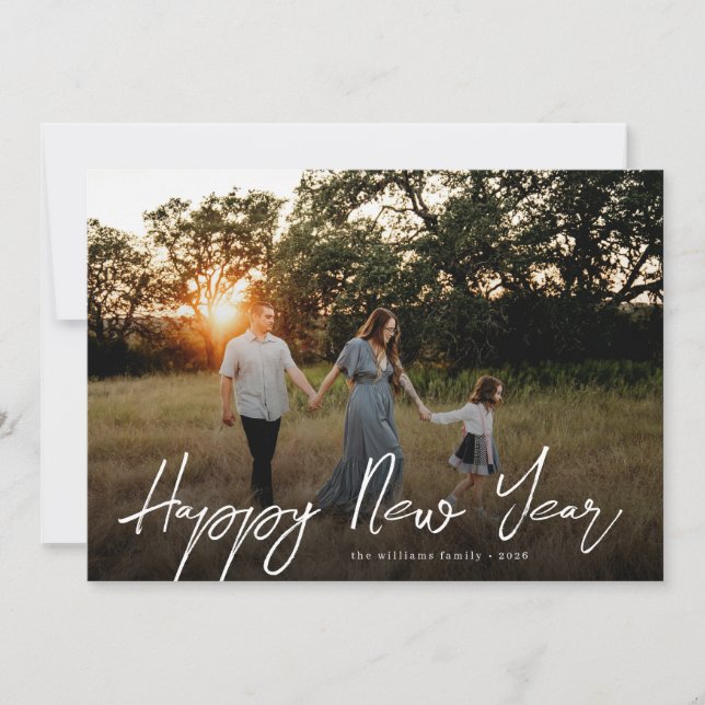 Script Overlay New Year Photo Feiertagskarte (Vorderseite)