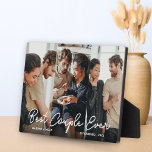 Script Overlay Personalisiert Best Couple Ever Fot Fotoplatte<br><div class="desc">Modern Couple 3 Foto Collage Script Overlay Bestes Paar je Personalisiertes Foto Plaque</div>