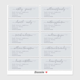 Script Pastel Blue Wedding Guest Address Labels