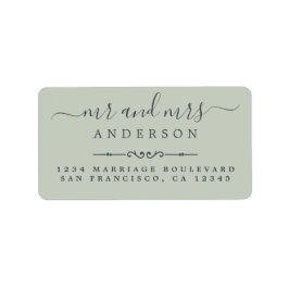 Script Pastel Green Wedding Rücksendeadresse Adressaufkleber