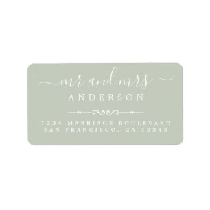 Script Pastel Green Wedding Rücksendeadresse Adressaufkleber