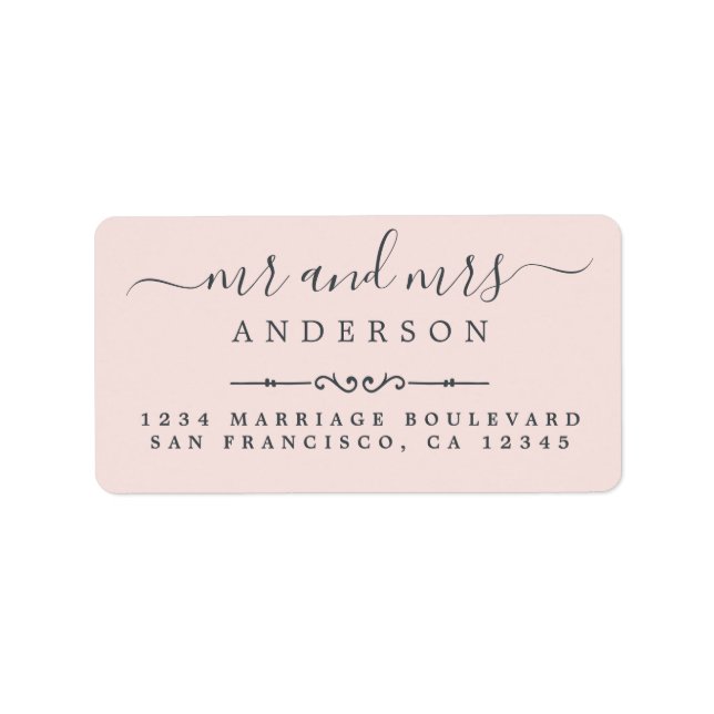 Script Pastel Pink Wedding Rücksendeadresse Adressaufkleber (Vorne)