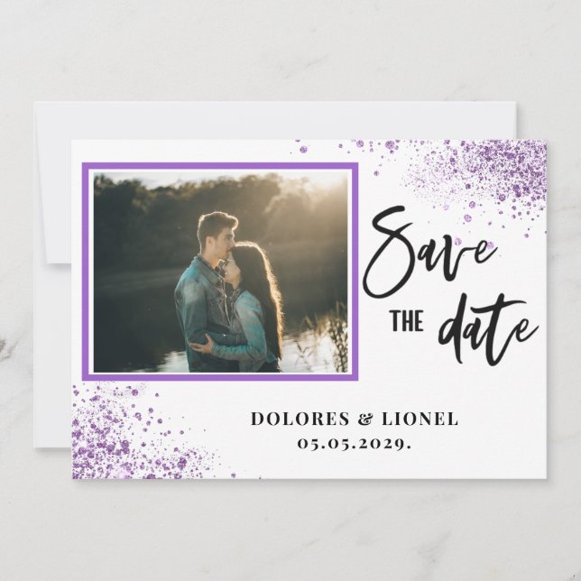 Script Photo Minimalist Save the date Invitation Einladung (Vorderseite)