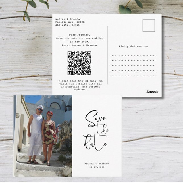 Script Photo Minimalist Save the date  Postkarte (Von Creator hochgeladen)