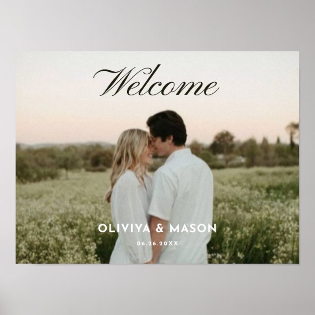 Script Photo Wedding Welcome Sign Poster (Vorne)