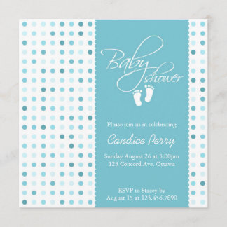 Script Polka Dot Boy Babydusche Einladung