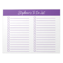 Script Purple 8.5x11 Two Column Checklist Notizblock