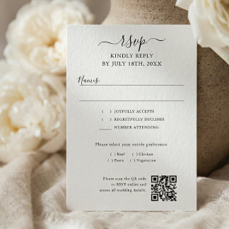 Script QR Code Modern Wedding RSVP Karte