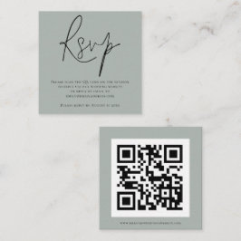 Script QR Code Sage Green Wedding RSVP Enclosure Begleitkarte