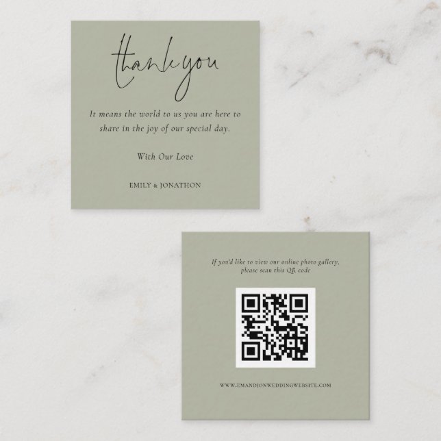 Script QR Code Wedding Foto Gallery Danke Begleitkarte (Vorne/Hinten)