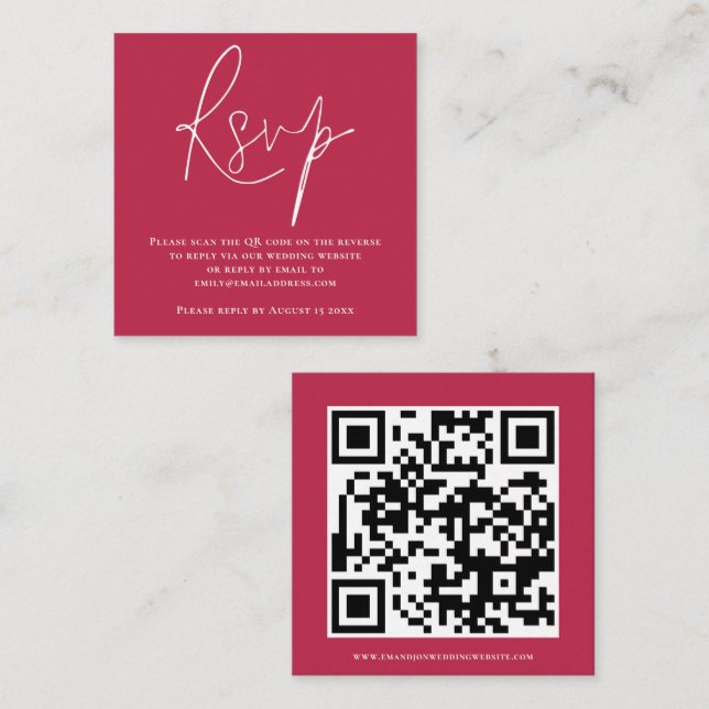 Script QR Code Wedding Magenta UAWG Begleitkarte (Vorne/Hinten)