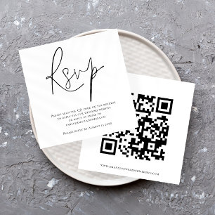 Script QR Code Wedding Schwarz-weiß RSVP Card Einladung
