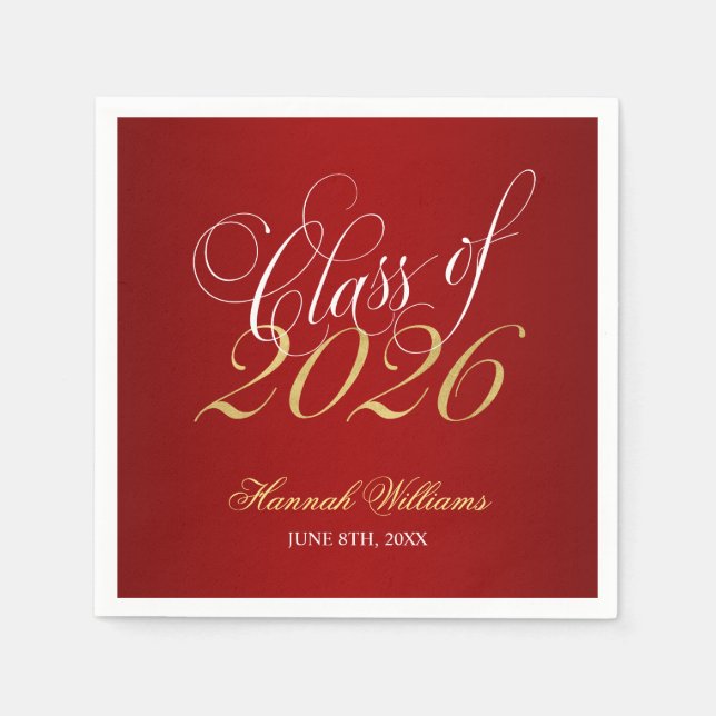 Script Red Gold Class 2025 Abschluss Serviette (Vorderseite)