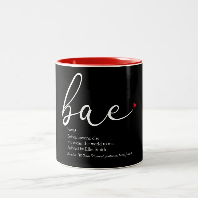 Script Red Liebe Heart Bae Definition Elegant Zweifarbige Tasse (Mittel)