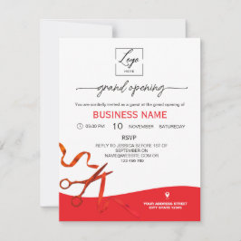 Script Red Ribbon Cutting Grand Opening Invitation Einladung