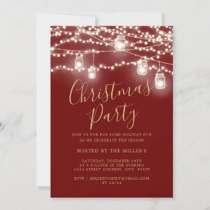 Script Red Whites Lights Weihnachts-Party Einladung