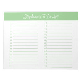 Script Sage Green 8.5x11 Two Column Checklist Notizblock