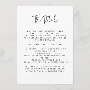 Script Schriftart Moderne Hochzeit Schwarz und Wei Begleitkarte