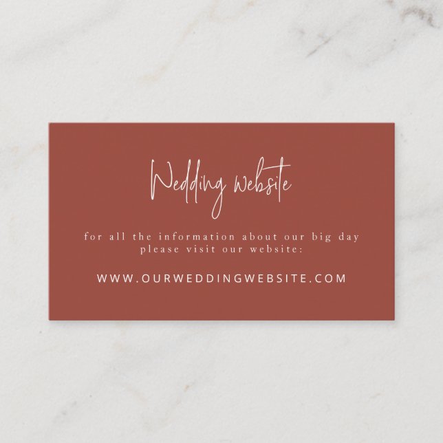 Script Schriftart Moderne Website Terracotta Weddi Begleitkarte (Vorderseite)