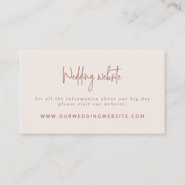 Script Schriftart Terracotta & Cream Wedding Websi Begleitkarte (Vorderseite)