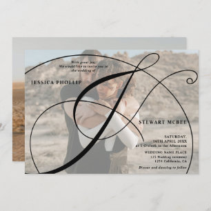 Script Schwarz-weiß 2 Foto Kalligraphie Hochzeit Einladung