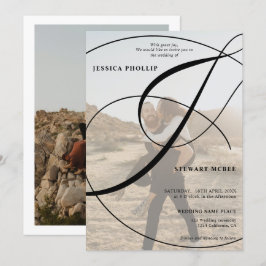 Script Schwarz-weiß 2 Foto Kalligraphie Hochzeit Einladung