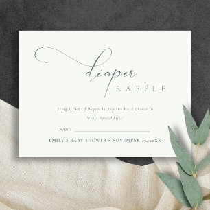 Script Schwarz-weiß Diaper Raffle Babydusche Begleitkarte