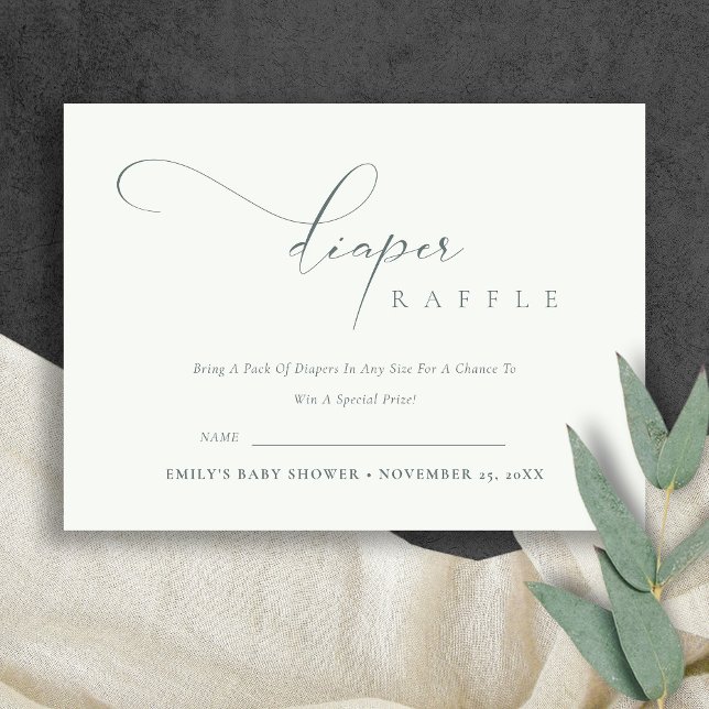 Script Schwarz-weiß Diaper Raffle Babydusche Begleitkarte (Von Creator hochgeladen)