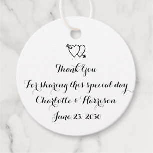 Script Schwarz-weiße Herzen Hochzeitsgeschenk Geschenkanhänger