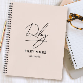 Script Signature Monogram Blush Pink Moderner Chic Notizbuch