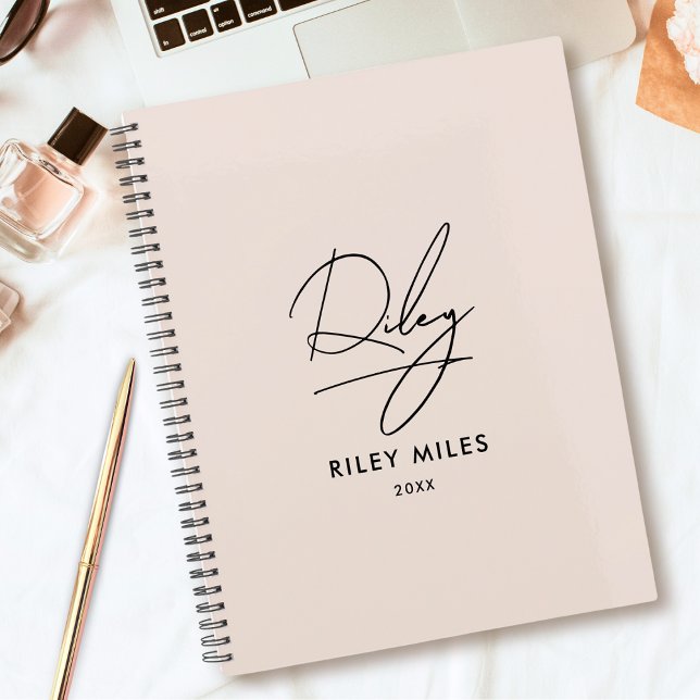 Script Signature Monogram Blush Pink Moderner Chic Planer (Von Creator hochgeladen)