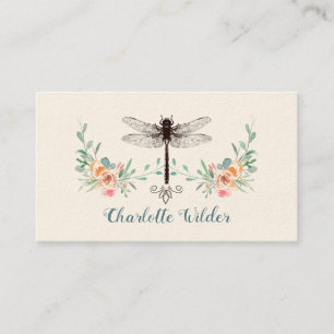 Script Signature Personalisiert Dragonfly Floral Telefonnummerkarte