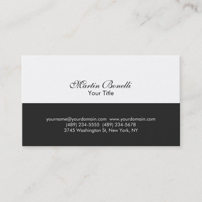 Script Simple Gray White Consultant Business Card Visitenkarte (Vorderseite)