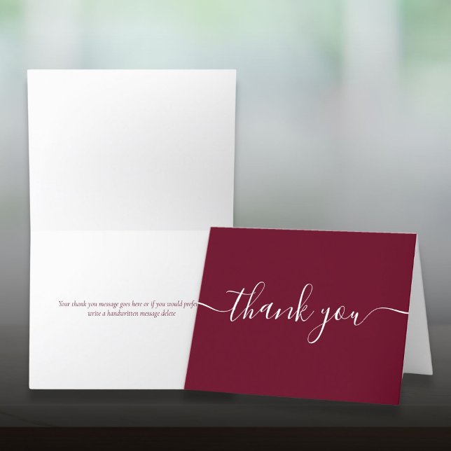 Script Simple Modern Elegant Burgundy Dankeskarte (Script Simple Modern Elegant Burgundy Thank You Card)