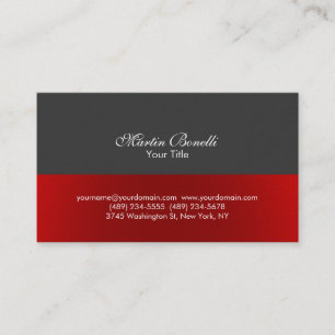 Script Simple Red Gray Consultant Business Card Visitenkarte