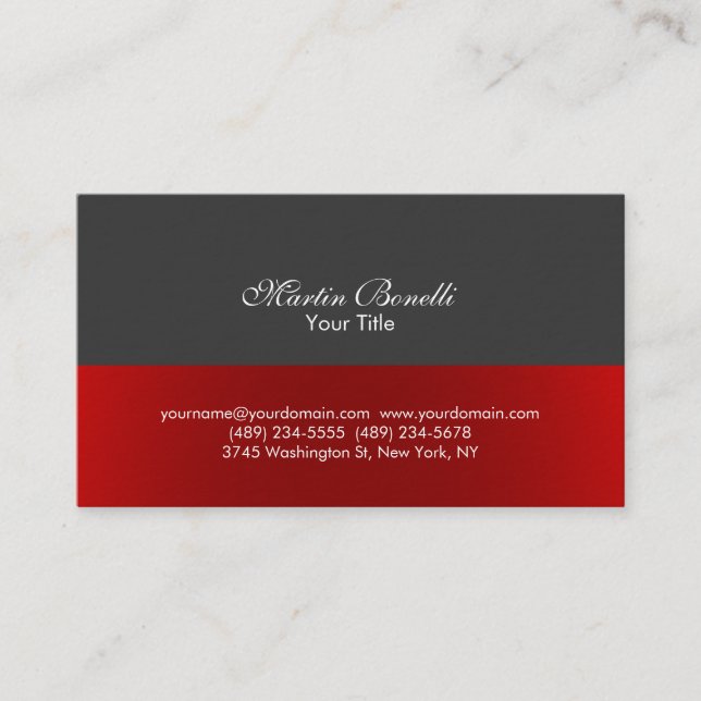 Script Simple Red Gray Consultant Business Card Visitenkarte (Vorderseite)