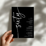 Script Sixty' 60th Birthday Einladung<br><div class="desc">Celebrate your milestone 60th birthday in style with our 'Elegant Script 60th Birthday Invitation.' This invitation exudes sophistication with its elegant script typography, showcasing the word 'sixty' running up the side. Plus, our easy-to-customize template allows you to add your own event details effortlessly. Say goodbye to fuss and hello to...</div>