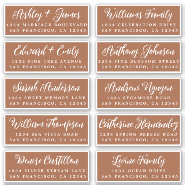 Script TerraCotta Wedding Guest Address Labels (Vorderseite)