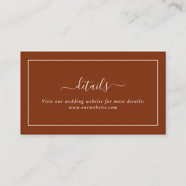 Script Terracotta Weddingkarte Begleitkarte (Vorderseite)