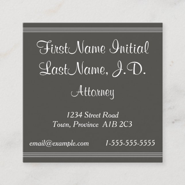 Script Text Attorney Business Card Quadratische Visitenkarte (Vorderseite)