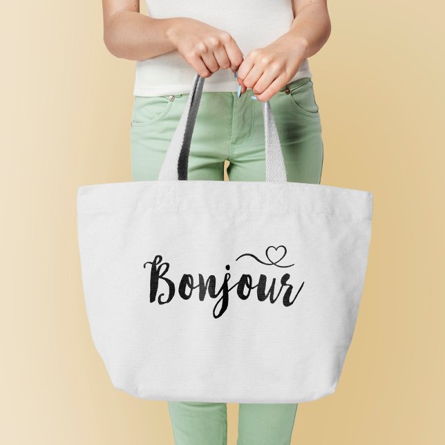 Script Typografy - Bonjour Jumbo Stoffbeutel (Von Creator hochgeladen)