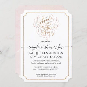 Script Typografy Liebe in Air Gold Couples Dusche Einladung