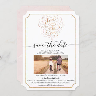Script Typografy Liebe in Air Gold Save the Date Einladung